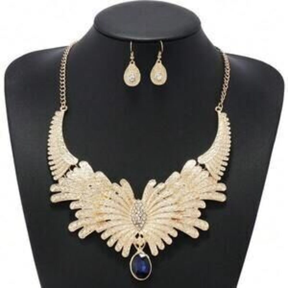3PC Vintage Butterfly Statement Pattern Teardrop Necklace Casual Hol Y2K